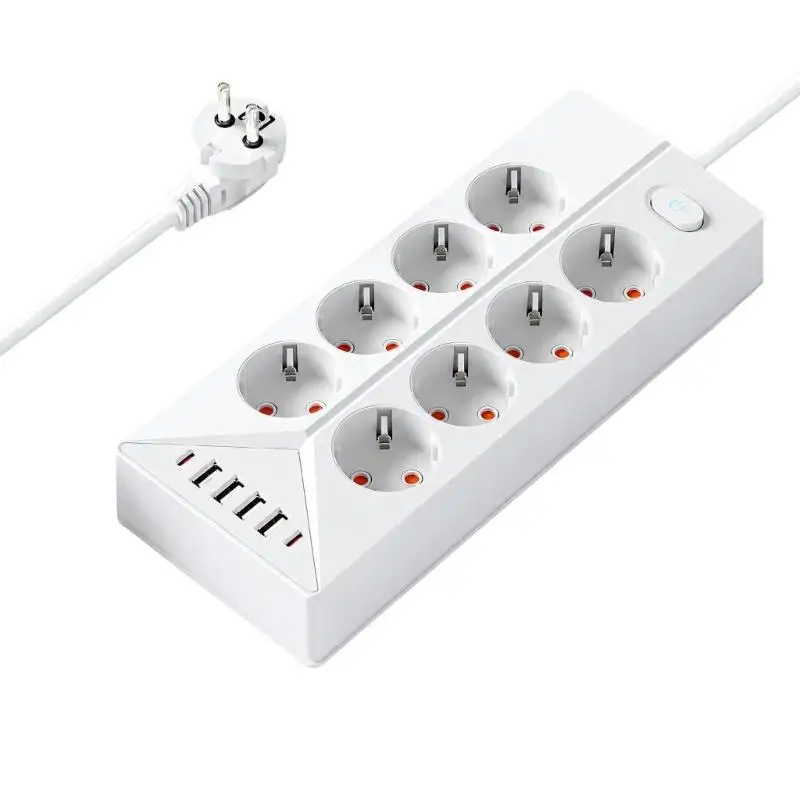R53C 2500W Desktop Workstation Charging Station with USB-A and Type C Port, White 1.8 M Extension for Daily Power
