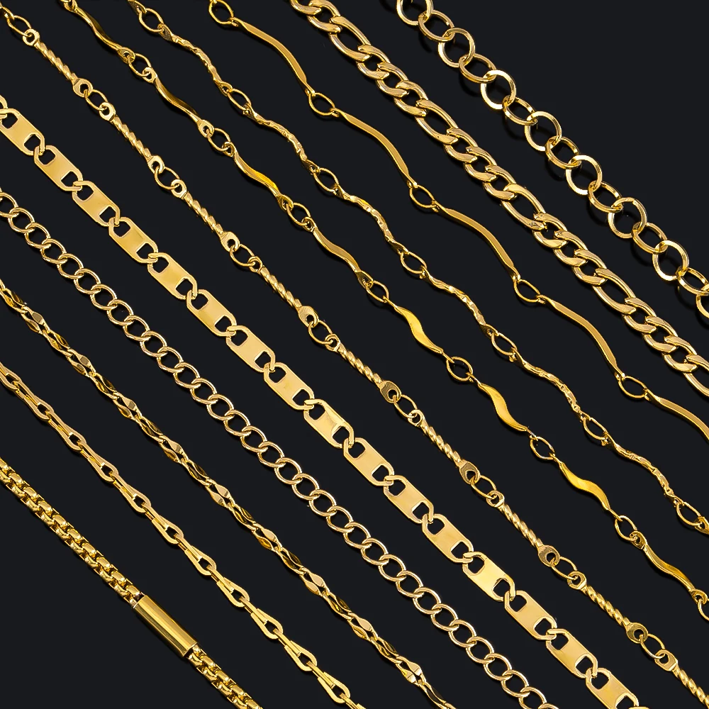 Catene per labbra placcate in oro in acciaio inossidabile non sbiadito da 1M 2M Catena fai da te per cucito Collana Bracciale Creazione di gioielli Accessori