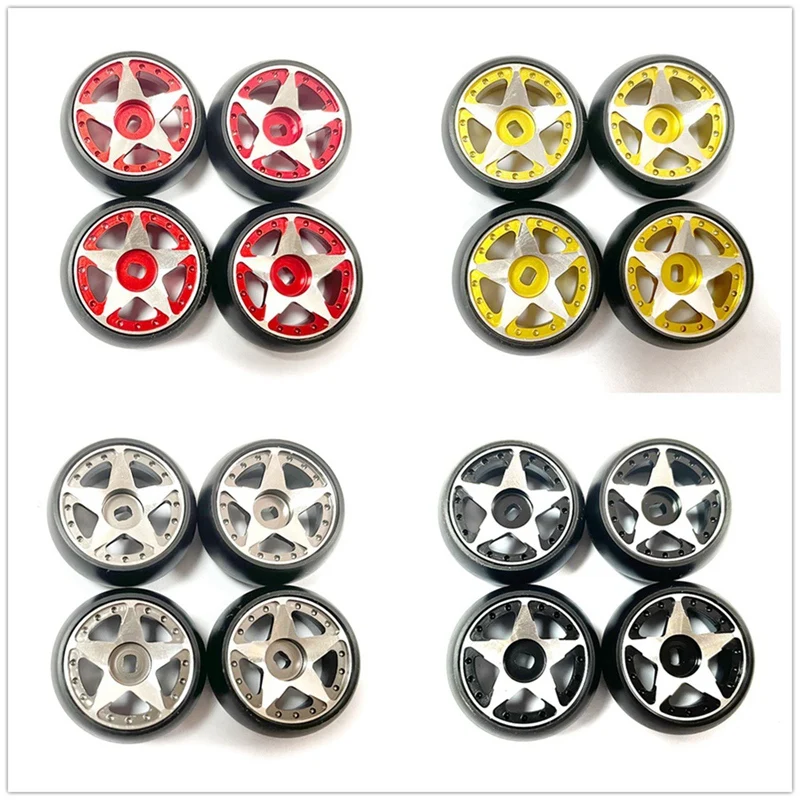 ยางดริฟท์พลาสติกแข็งพร้อมขอบล้อโลหะสำหรับ wltoys 284131 K969 K989 Kyosho Mini-Z 1/28 mobil RC อัพเกรดชิ้นส่วน