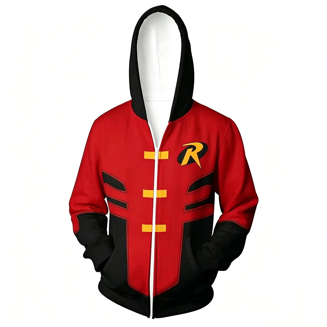Superhelden-Kostüm: Nightwing Robin Cosplay Hoodie, Sweatshirt, Halloween-Reißverschluss-Oberbekleidung, lässige Hoodies, Cosplay-Kostümjacken – Detail 4