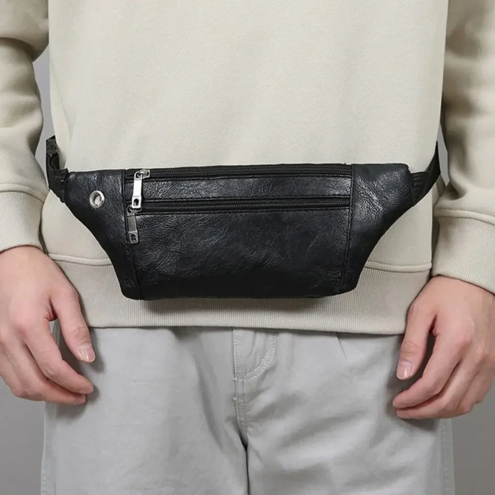 

Casual Waterproof Waist Bag Wear-Resistant PU Phone Bag Multifunctional Sports Bag