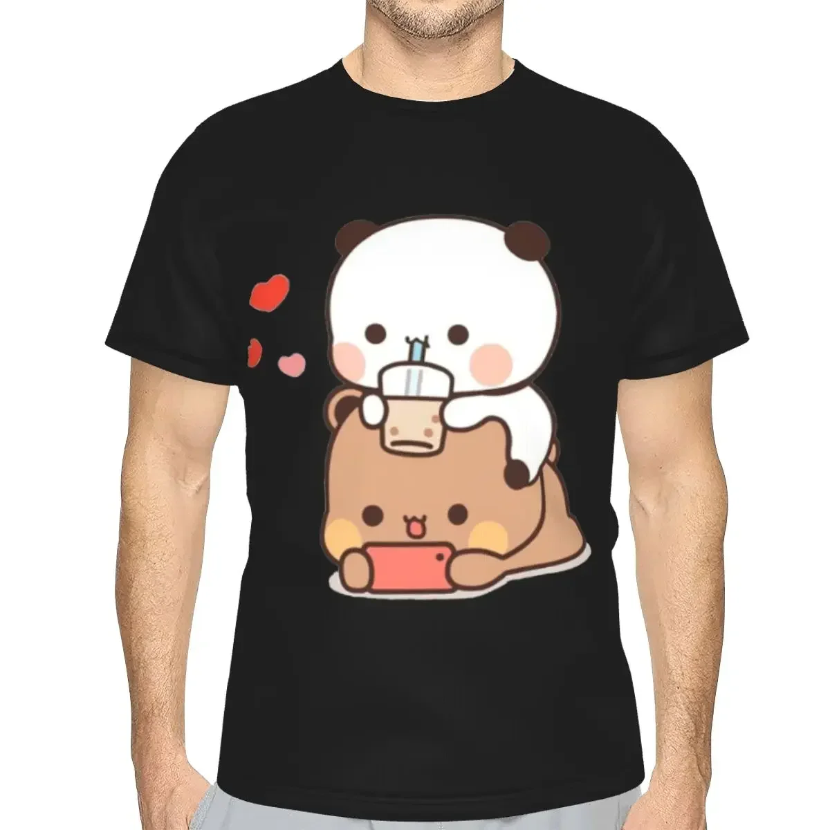 Bear And Panda Bubu Dudu Balloon polyester T-Shirt Men'sFunny T Shirts Men O-Neck Short Sleeve