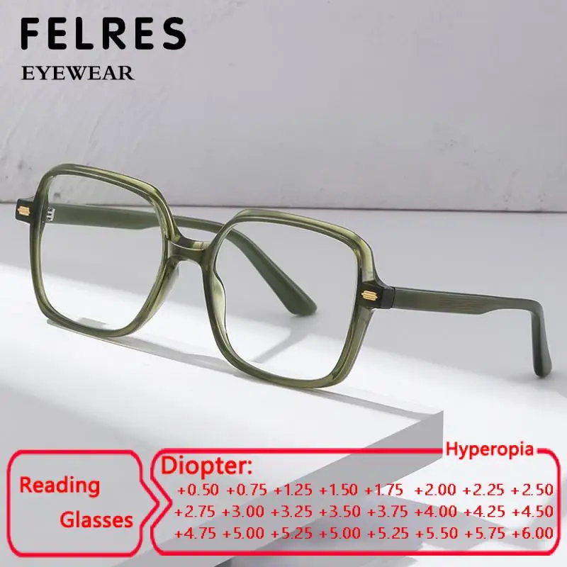 

Elegant Trend Square Anti Blue Light Reading Glasses Men Women Ultralight Computer Eyewear Finished Hyperopia Eyeglasses FELRES