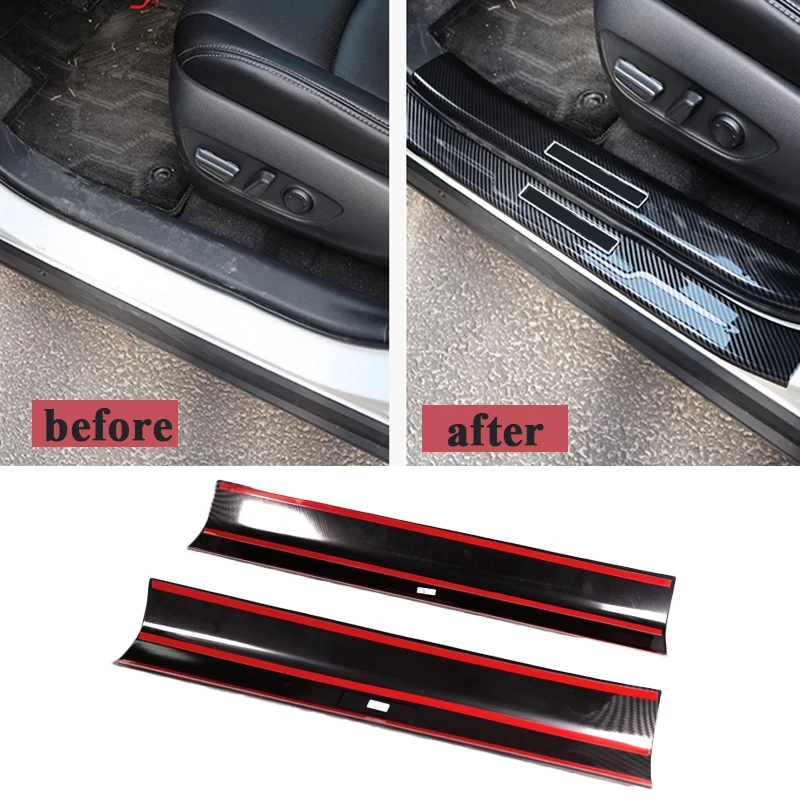 Door Sill Protector For Toyota Highlander XU70 2023 2022 2021 Door Sill Scuff Plate Guard Pedal Kick Strip Styling Cover Trim