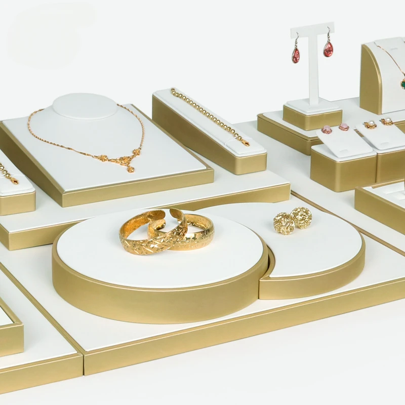 

Display Window Jewelry Props Beige Microfiber Light Luxury Necklace Ring Bracelet Live Streaming Jewelry Display Stand