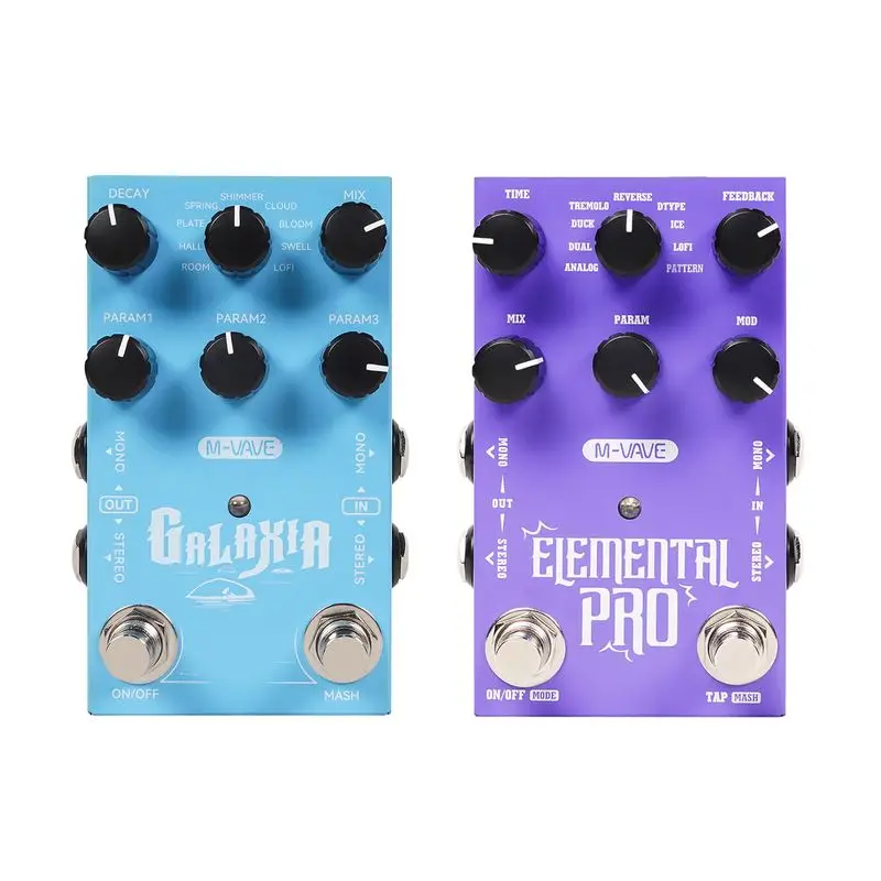 Pedal de efectos múltiples para guitarra M‑VAVE GALAXIA, procesador de efectos portátil, simulador de amplificador, pedal de reverberación estéreo con función de bucle de grabación y batería recargable.