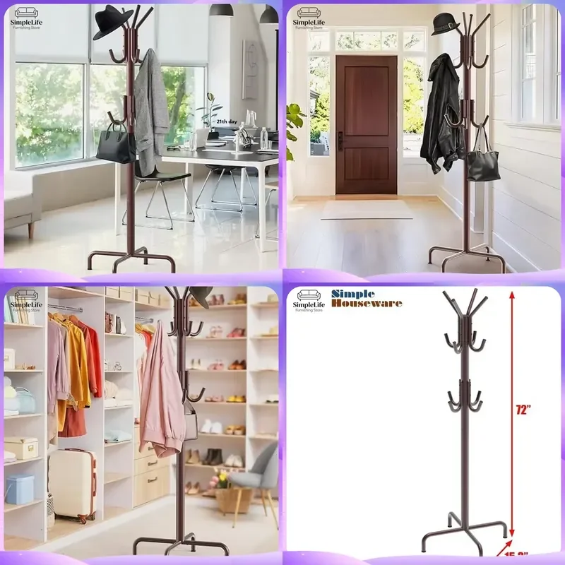 Luxury Floor to Ceiling Coat Rack Simple Vertical Clothes Hanging Rod for Bedroom Home Furniture Rental House Storage
