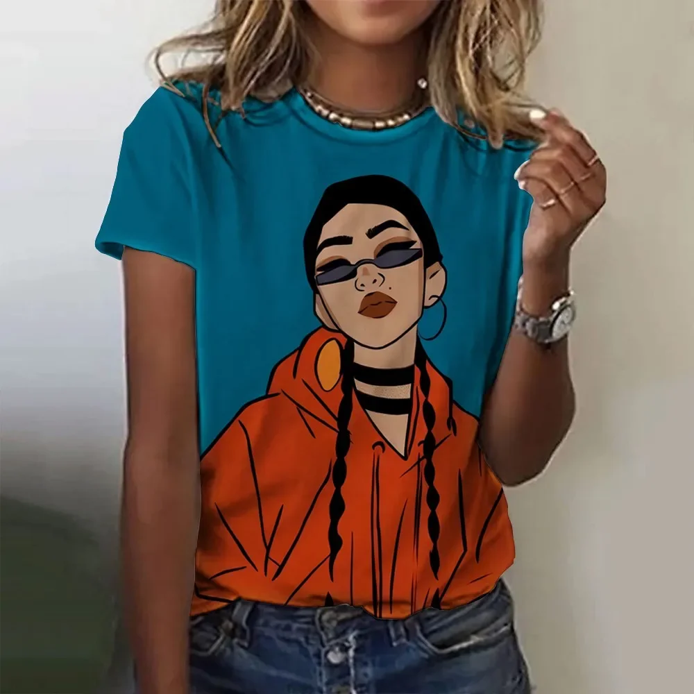 

3d Funny Women T-Shirts Summer Fashion Top For Girls Face Paint Harajuku Colorful Beautiful Short Sleeve Tees Oversized Clothing