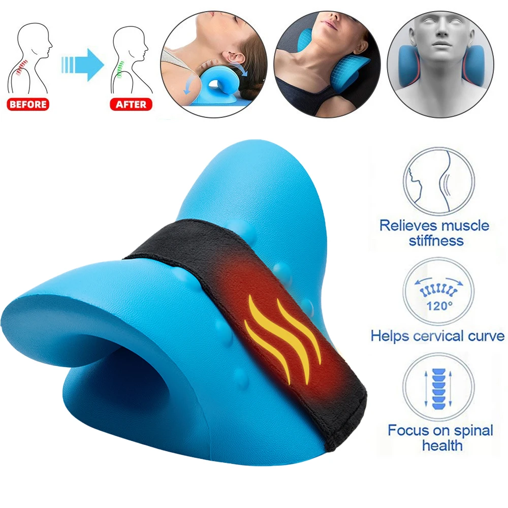 Heated Cervical Traction Device Pillow For Neck Pain Relief Neck Stretcher With Graphene Heating Pad Neck Massager Cervical Care