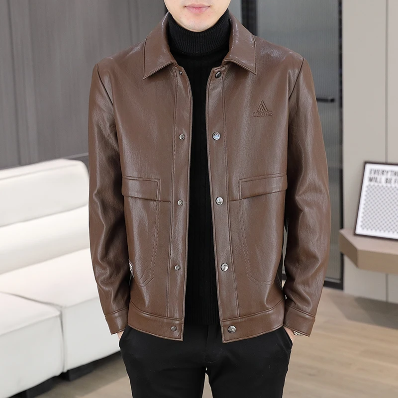 

Осень-зима, высококачественная повседневная куртка из искусственной кожи в стиле ретро, мужская облегающая мотоциклетная велосипедная куртка, деловая уличная одежда, социальные пальто