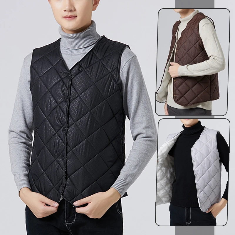 Mens Outwear Fleece Jacket Sleeveless Vest Winter Fashion Casual Slim Sherpa Lined Fleece Vest Men Waistcoat