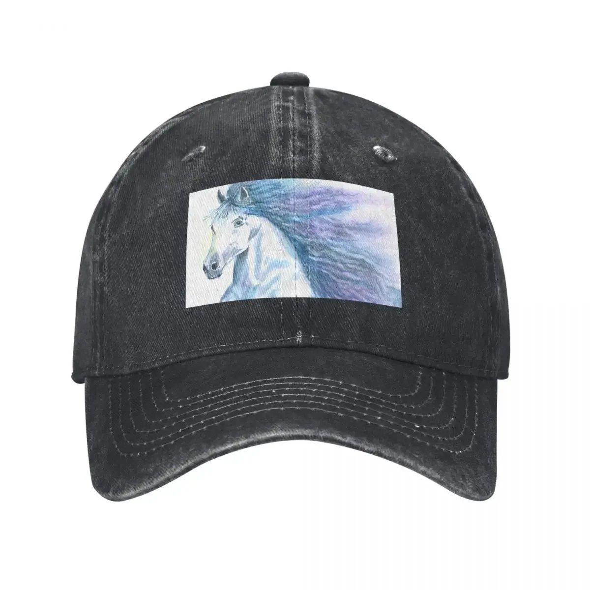 

Mystery Horse with blue and purple mane Baseball Cap cute western Hat Caps Male Women's