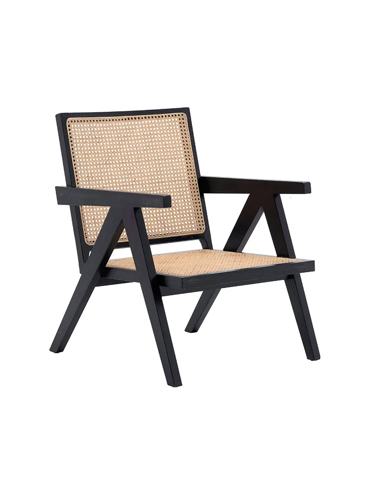 

Solid Wood Rattan Armchair Armrest Armchair Balcony Rattan Chair Leisure Chair