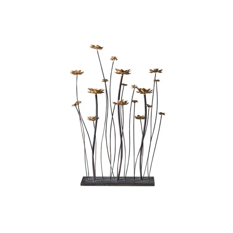 American retro gold creative wrought iron flower candle candle holder