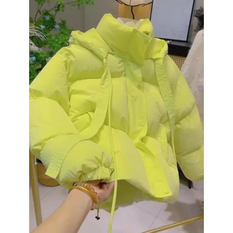 

Coat Solid-color Breadjacket Warm Hooded Jacket New Winter Style Stylish Thickened Loose Versatile Petite Cotton-padded Jacket