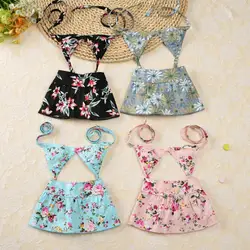 Pet Bikini Dog Fastener Tape Floral Printing Dogs Bikini Beach Dressing Bathing Suit Ins Summer Pet Bikini S-XL