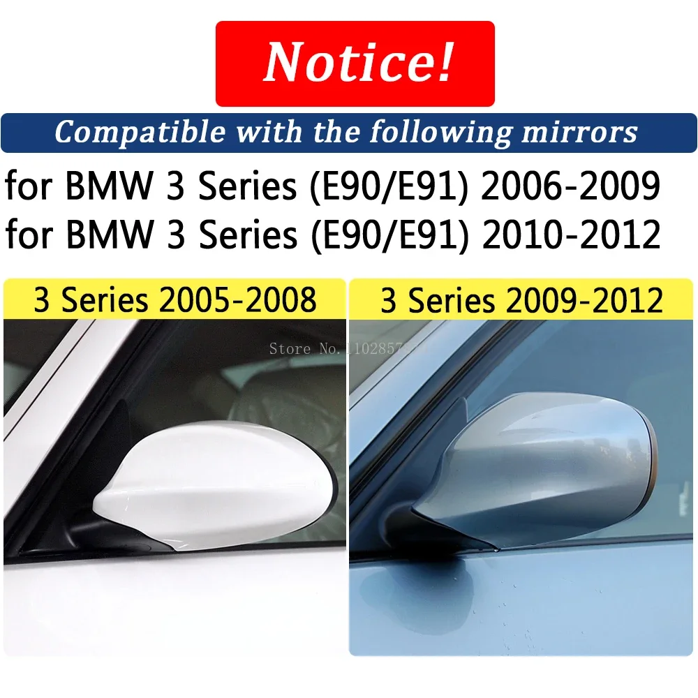 Rearview Mirror Cover for BMW 3 SERIES E90 E91 2005-2012 Real Carbon Fiber Side Mirror Shells Add on Frame Replacement Case