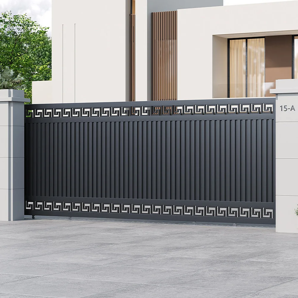 Heavy Duty Aluminum Alloy Yard Gate Outdoor Sliding Fence Gate Anti Corrosion Privacy Entrance Gate for House
