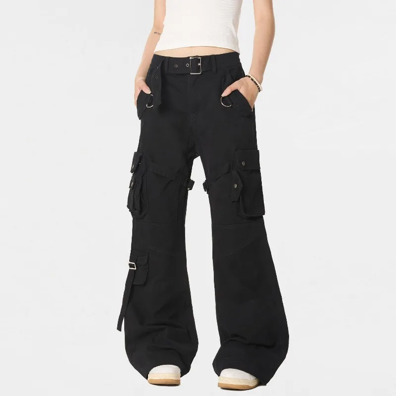 OR FL American Style Vibe Binding Strap Micro 100 Cotton Women Cargo Trousers Trendy Brand Niche Design Sense Women's Slacks Y2k