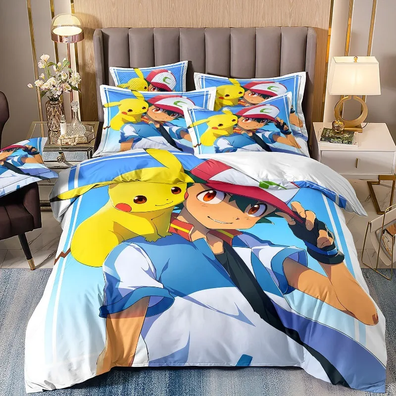 

Hot Sales Pikachu Quilt Cover Cute Printed Children's Bedroom Teenager Bedding Anime Cartoon 100% Polyester Skin Friendly