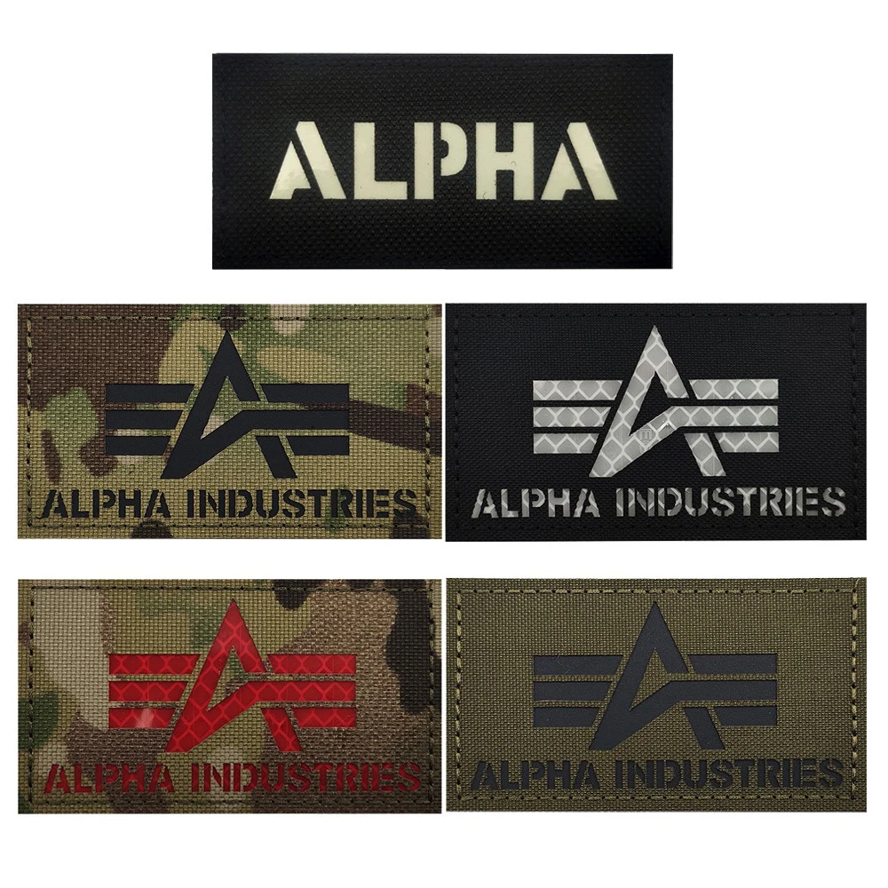 IR Reflective ALPHA Laser Cutting CP Camouflage Luminous Morale Badge Armband Backpack Sticker with Hook and Loop Patch