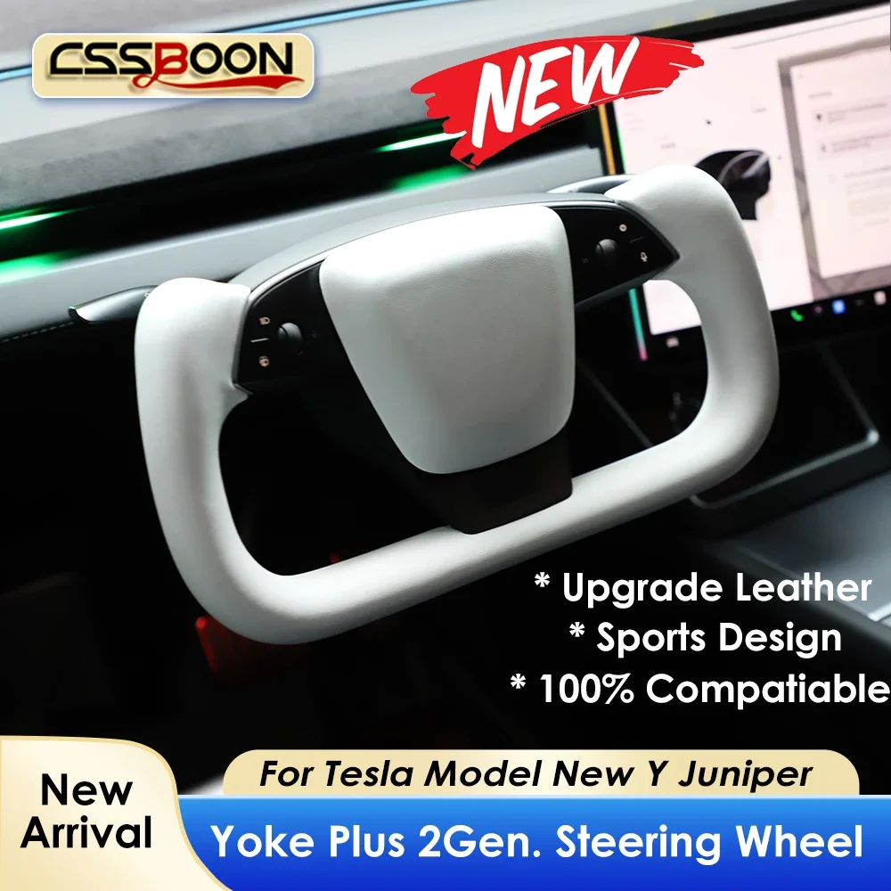 

Model Y Juniper Car Handle Sports Steering Wheel with Heated Nappa Leather for Tesla 2025 2026 Interior Upgrade Customized