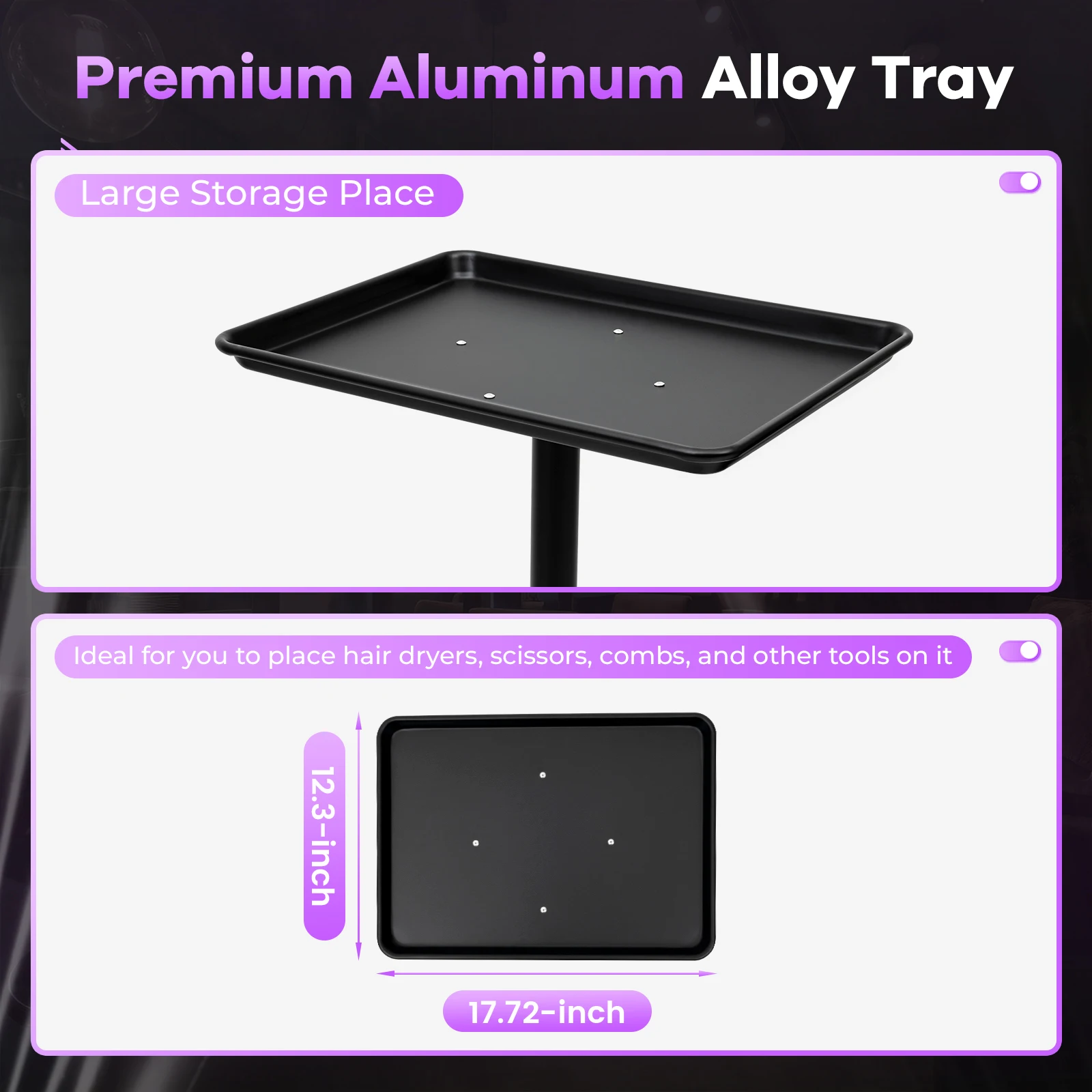 Height Adjustable Salon Tray on Wheels Design Styling Tray SPA Hairdressing Station Removable Storage Stand