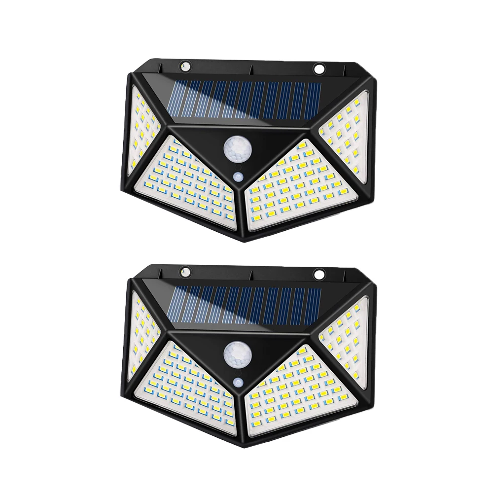 

2 Pcs Solar Wall Light Lights Outdoor 100 LED for Yard Garage Sports Wireless Security Motion Sensor
