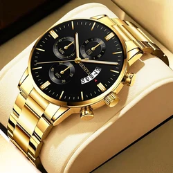 Reloj hombre moda erkekler paslanmaz çelik izle lüks takvim kuvars kol saati iş saatler adam saat montre homme