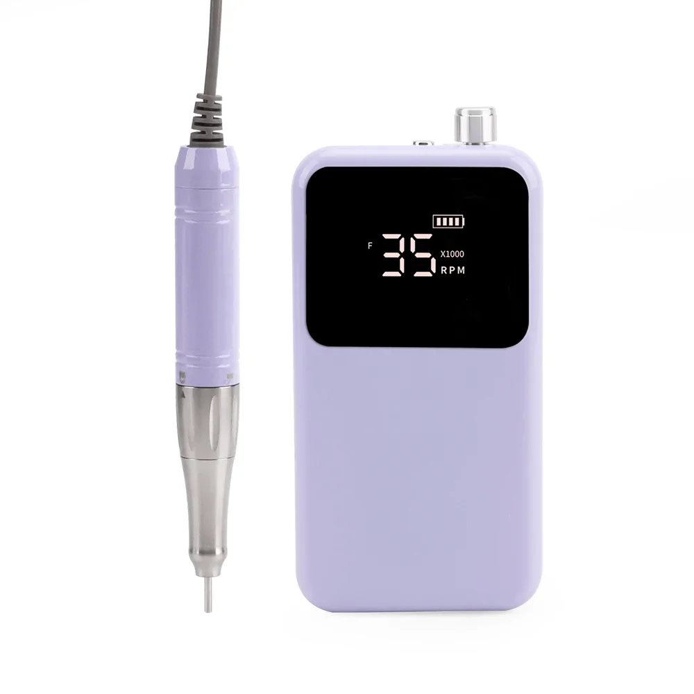 Violet Color Coreless Motor 35000 Rpm Rechargeable Electric Acrylic Nail Drill Machine Pedicure for Salon Use