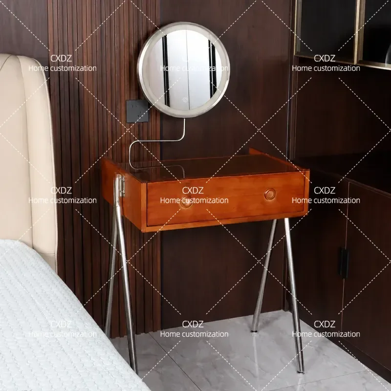 Nordic Solid Wood Dresser Japanese Log Bedroom Makeup Table High End Small Apartment Retro Storage Vanity Desk