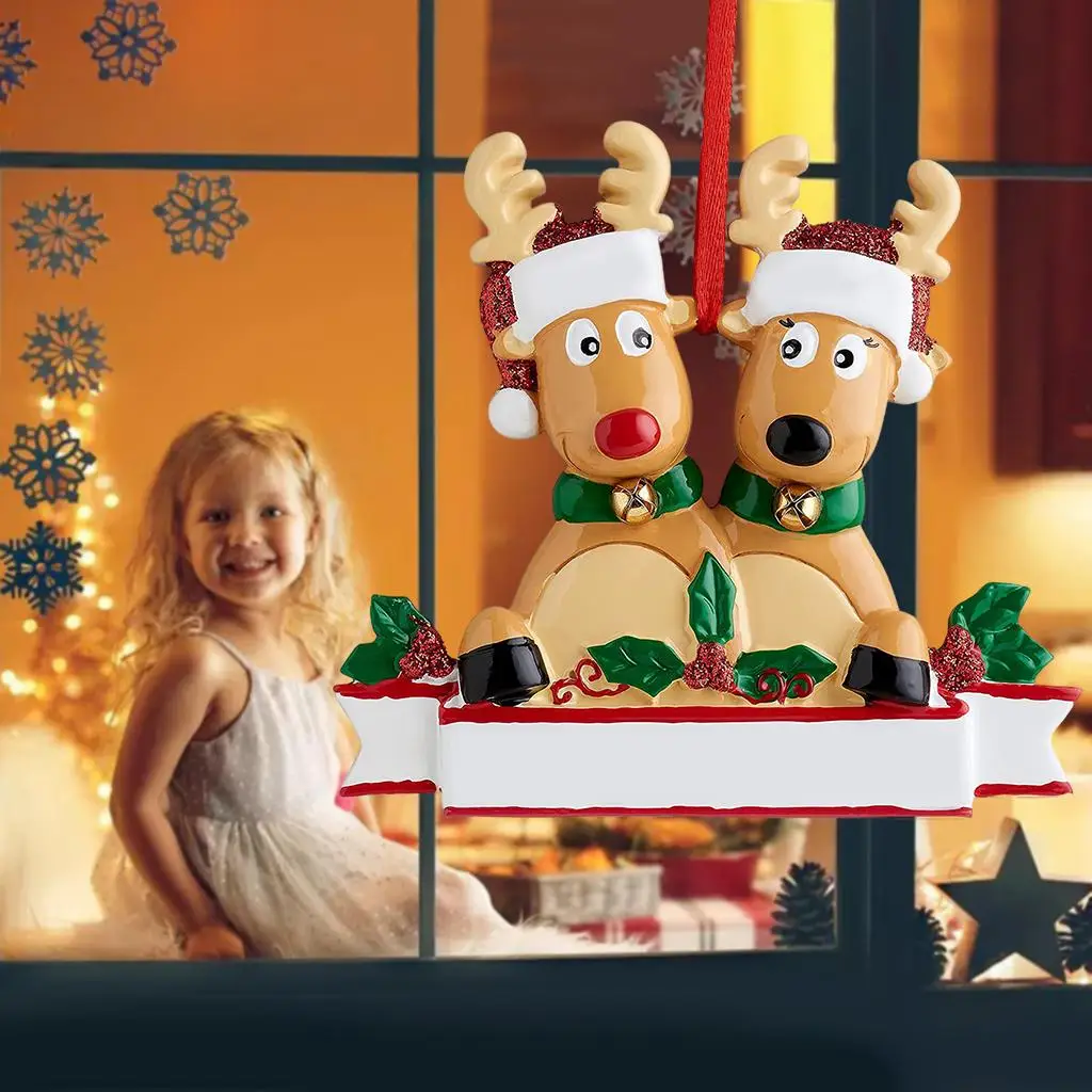 2xChristmas Tree Ornaments Elk Deer Family Pendant Holiday Decor 2 Reindeers