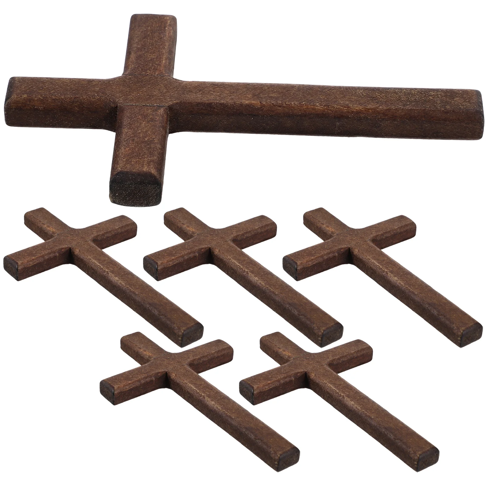 6 Pcs Cross Catholicism Wooden Decor Christmas Ornaments Crafts Hand Crosses Religion