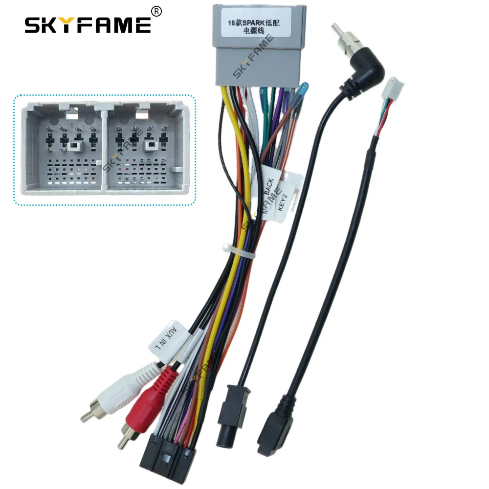 Skyfame Car 16pin Wiring Harness Adapter Android Radio Power Cable For Chevrolet Spark