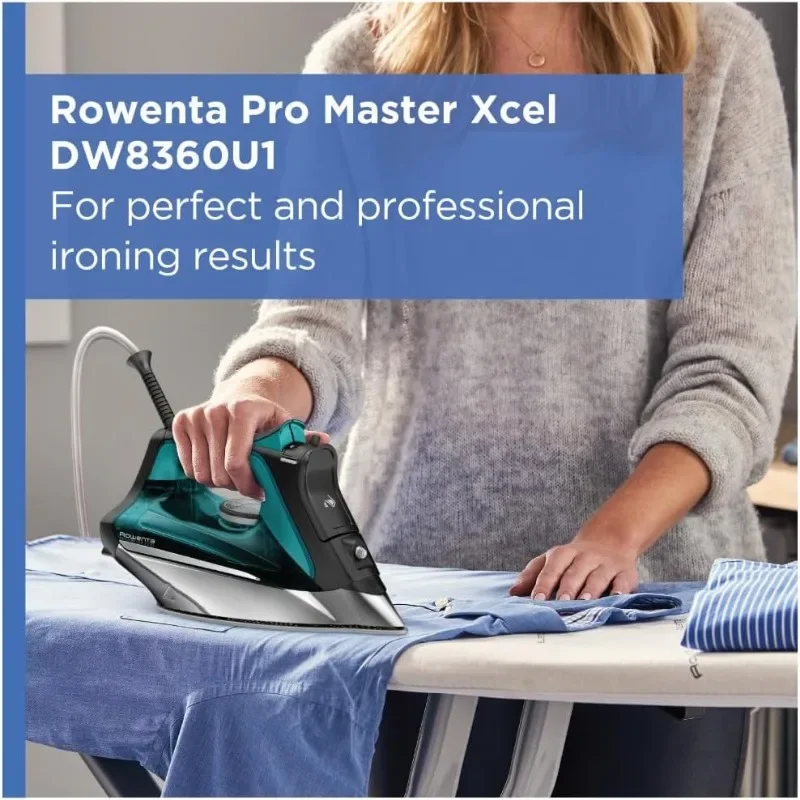 Rowenta Pro Master Stainless Steel Soleplate Steam Iron for Clothes, 210 g/min, 400 Microsteam Holes, Cotton, Wool, Poly