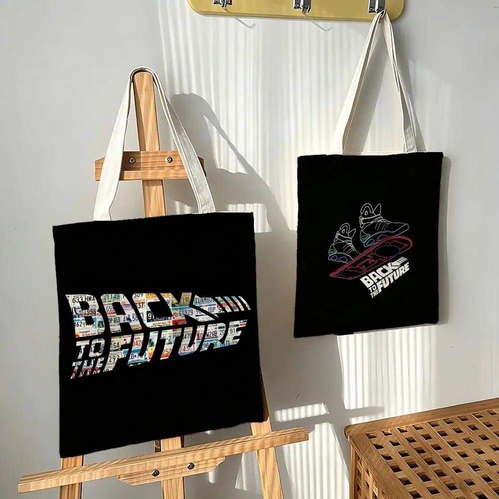 Back To The Future, movie, sci-fi film Storage Bags Canvas bags are suitable for going to class, shopping, gifts, and commuting