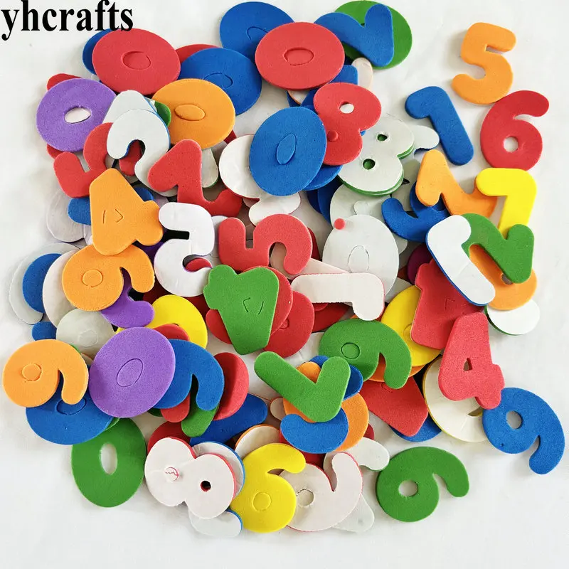 1bag/LOT,Mixed color 0-9 number foam stickers Kids toy Scrapbooking kit.Early educational DIY Kindergarten craft Handmade work