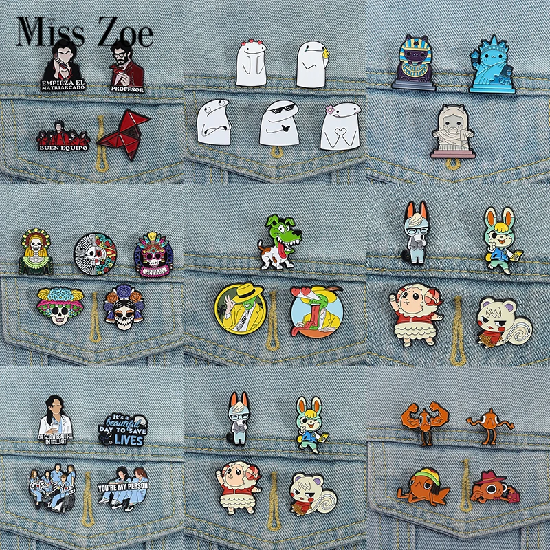3-5 Teile/satz Anime Filme Charakter Emaille Pins Tag der Toten Grüne Maske Mann Broschen Revers Abzeichen Schmuck geschenk für Freunde