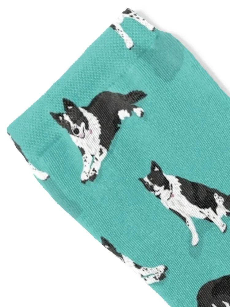 Border Collie Pattern Socks football gym FASHION floor Socks Women Men's