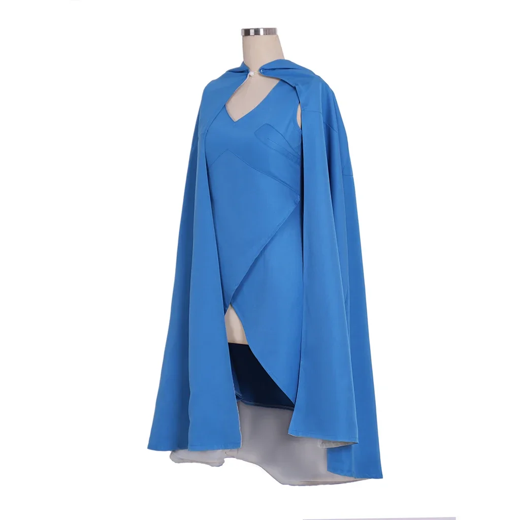 TV Series Daenerys Cosplay Targaryen Costume Blue Dress with Cape for Women Halloween Party Stage TV Series Daenerys Cosplay Targaryen Costume Blue Dress with Cape for Women Halloween Party Stage