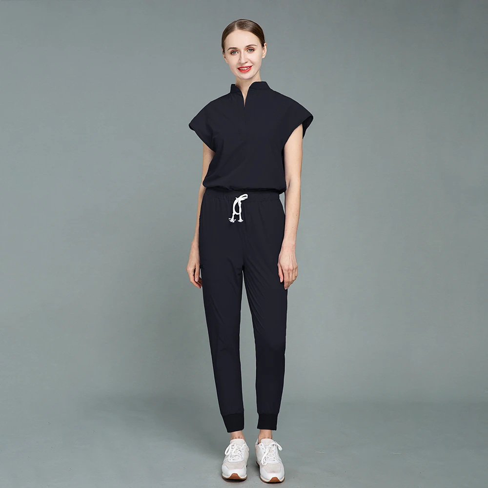 

Medical Scrub Pockets Nurse Uniforms Women Nursing Uniform Tops Solid Color Shirt Short Sleeve Working Scrubs Accessories