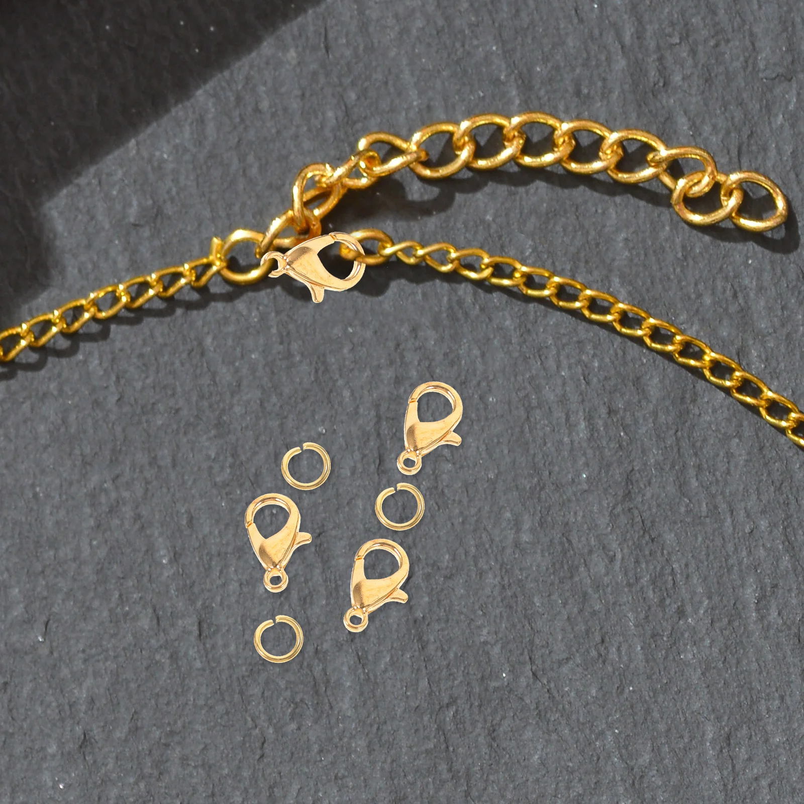 

Golden Cross Chain Material Pack for DIY Necklace Bracelet Iron Chains Sturdy Lobster Clasps Bright Color Non Fading Easy