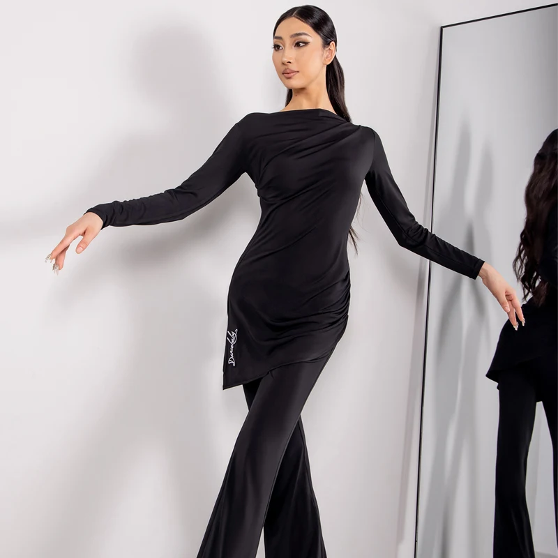 Women'S Ballroom Dance Competition Clothes Irregular Top Modern Dancing Pants Adults Performance Latin Dancing Suits DW10257