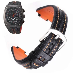 15x27mm Leather Watch Strap Compatible Con Seiko Sportura SNL029P2 -SNL021P1 - SNL595P2 - SNL017P1 Men's Watchband Bracelet Belt