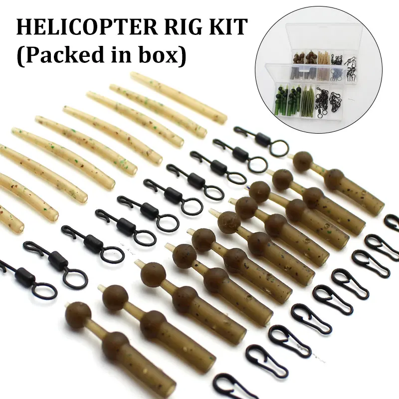 Carp Fishing Tackle Box Helicopter Fishing Rig Tools Anti-tangle Heli Sleeve bead Multi Clips Swivel 8 For Carp Accessories Fish