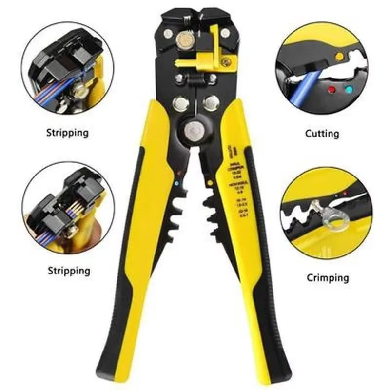 Non-SLIP CRIMPER เครื่องตัดสายเคเบิลอัตโนมัติ Wire Stripper Multifunctional Stripping เครื่องมือ CRIMPING คีม Terminal 0.2-6.0mm2 เครื่องมือ