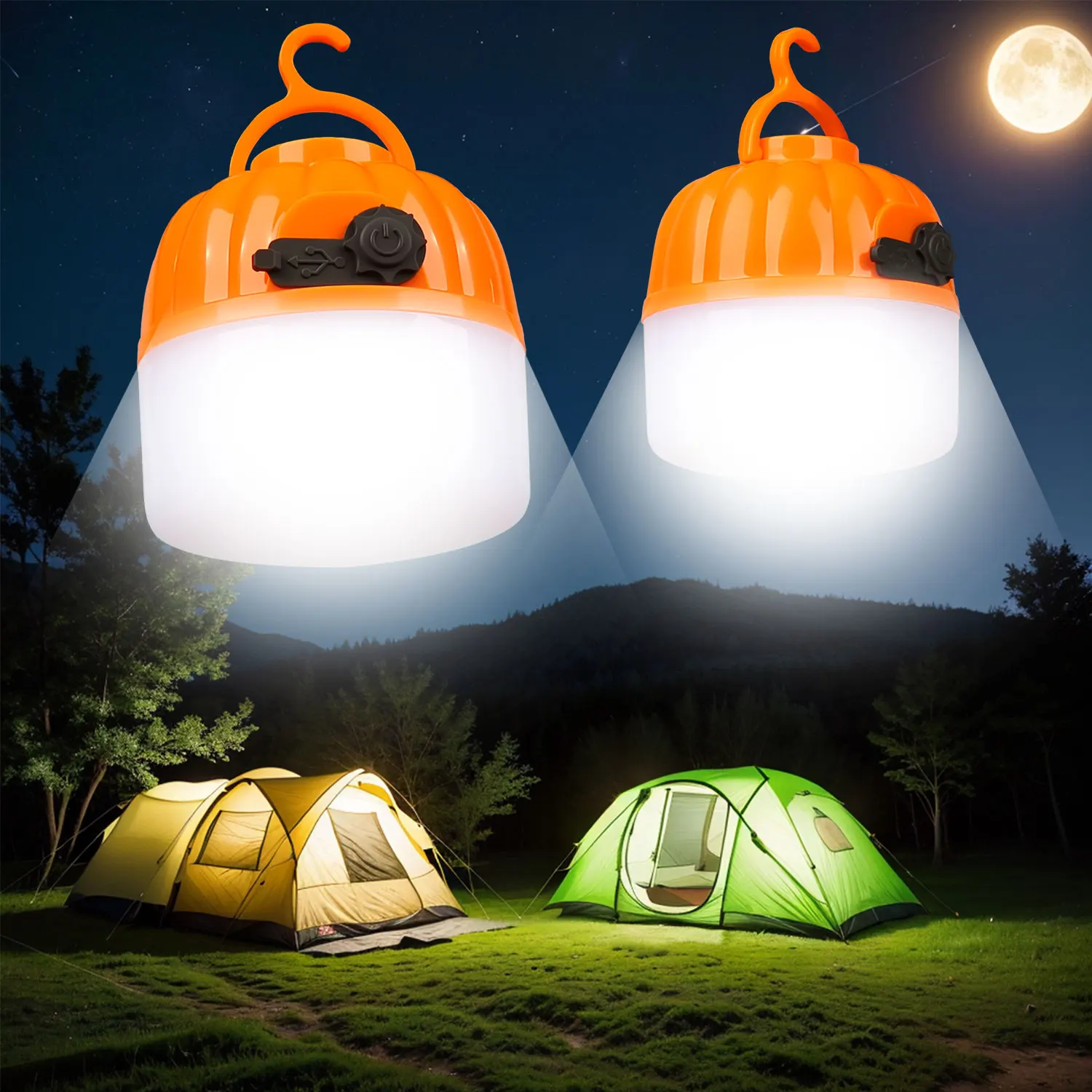 

Portable Mini Camping Lamp 4 Lighting Mode With Hook USB Rechargeable IPX4 Waterproof Tent Light Outdoor Emergency Torch