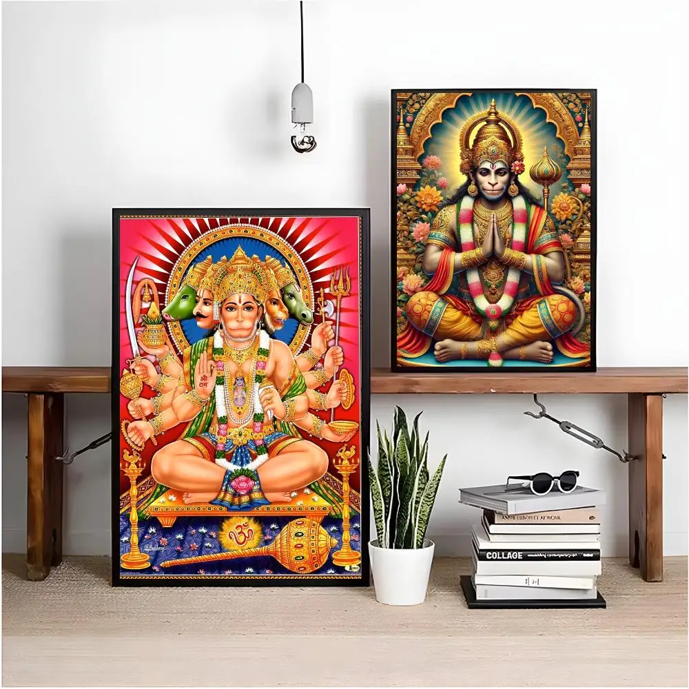Indian Hindu Goddess Lord Hanuman Religious Poster Matte Peel And PVC Removable Waterproof Frameless Bedroom Living Room