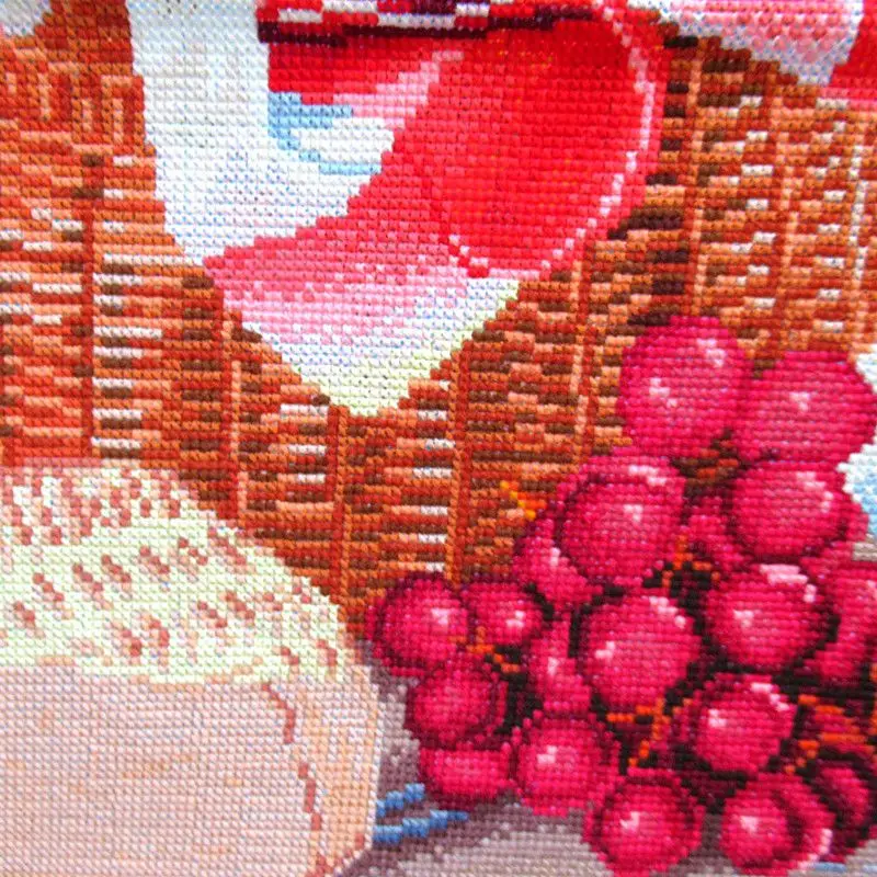 Handmade cross stitch finished romantic red wine restaurant fruit new living room bedroom decoration painting