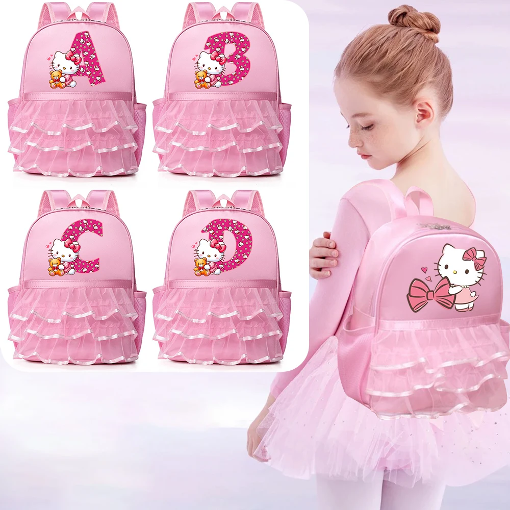 

Hello Kitty Children Kawaii Bag for Girl Dance Bag Kid Letter Pink Dancing Backpacks Girl Ballet Dance Bag Baby School Backpack